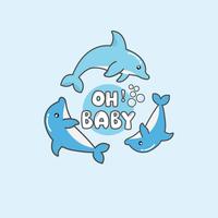 Oh Baby Dolphin Cartoon Poster vector