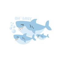 Baby Shark Oh Baby Family De Dibujos Animados vector