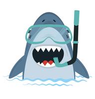 White Shark  with diving equipment in water vector