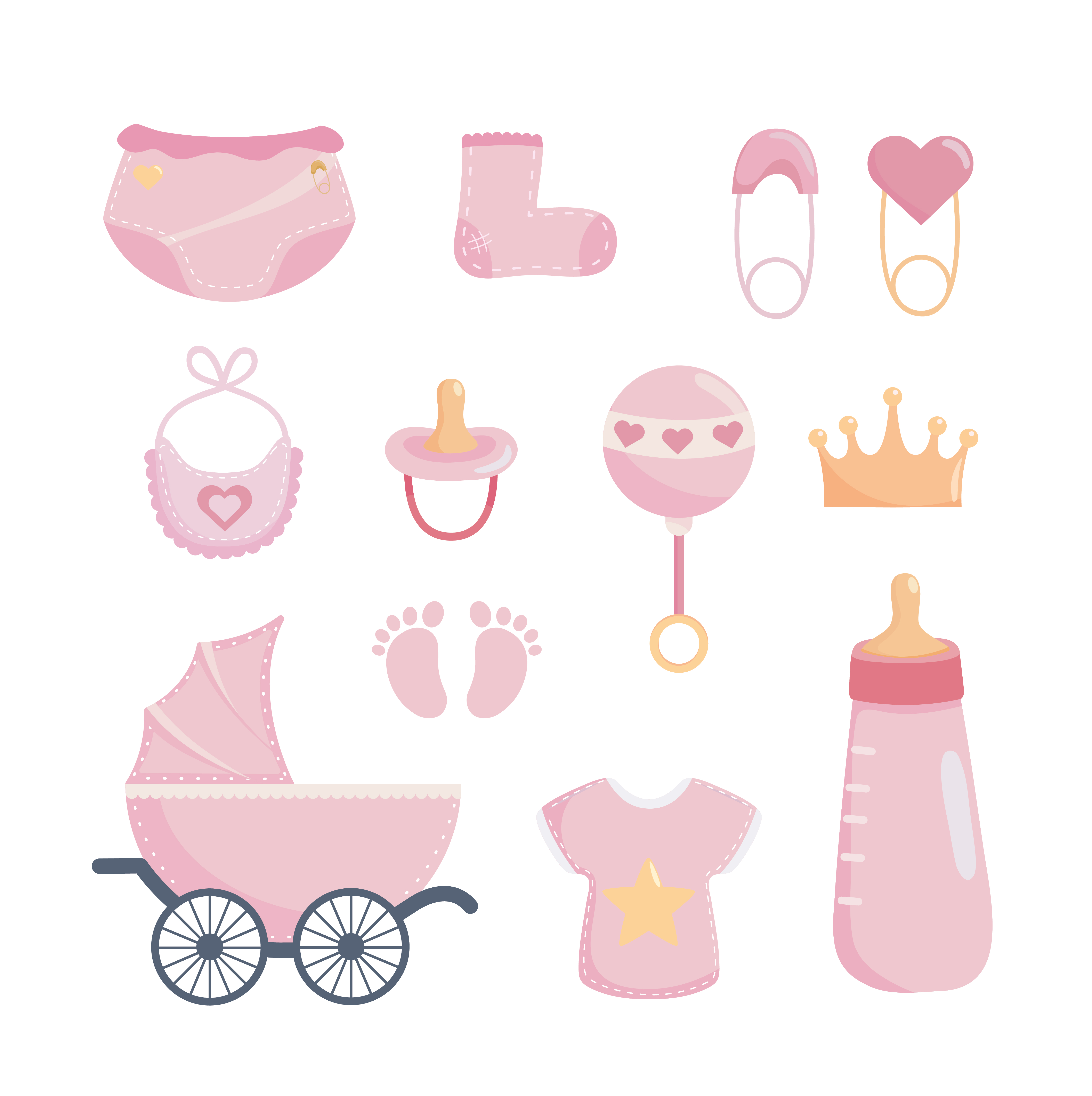 Set Of Girl Baby Shower Decorations Download Free Vectors