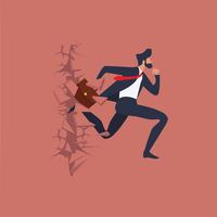 businessman running and Breaking through the wall vector