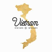 Vector silueta dorada mapa de Vietnam