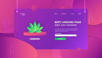 Cannabis Leaf element in landing page template vector