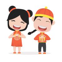 Chinese children holding  sign vector