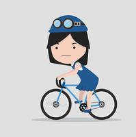Small girl with a bicycle vector