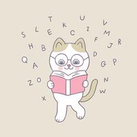 cat reading book  vector