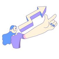 business woman pointing upwards growth illustration vector