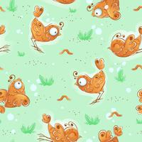 Seamless pattern with orange sketchy birds vector