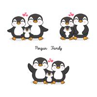 Family of penguins in flat style. vector