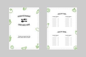 Simple Minimalistic Vegan Restaurant Menu Template vector