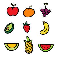 Conjunto de frutas dibujadas a mano vector