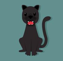 Cute black panther sitting vector