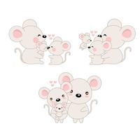 Cute cartoon family mouse and baby. vector