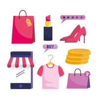 Set of ecommerce retail objects vector
