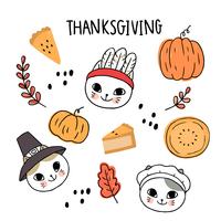 thanksgiving cats  vector