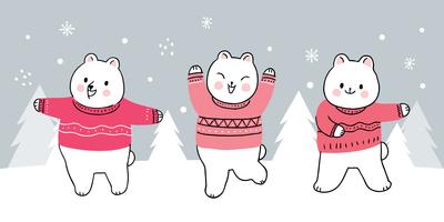  winter bears dancing  vector