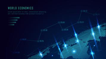 Mapa mundial con gráfico en concepto futurista vector