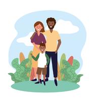 Cute Couple with Son in Park vector