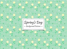 Spring yellow floral pattern with green background  vector