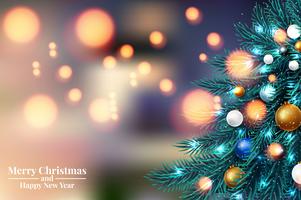 Christmas tree branches with lights  vector