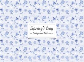 Spring floral blue seamless pattern  vector