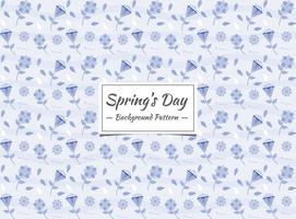 Spring floral blue seamless pattern  vector