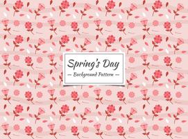 Spring seamless pattern with red and pink flowers  vector