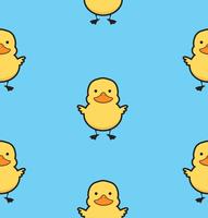 Cute yellow duck seamless pattern vector