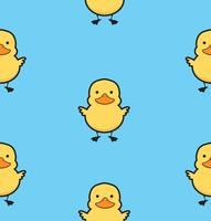 Cute yellow duck seamless pattern vector