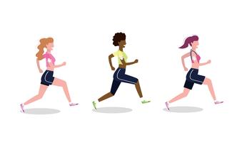 Conjunto de mujeres practicando correr vector