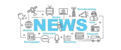 news banner with line art icons vector