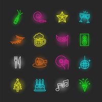 conjunto de iconos de neón de fiesta vector