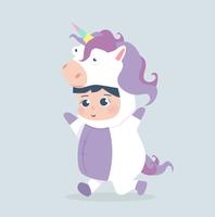 Cute girl unicorn costume cartoon vector