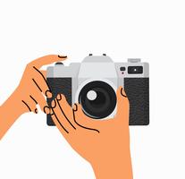 Hand Holding Taking with Camera vector