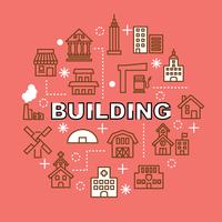 building minimal outline icons vector