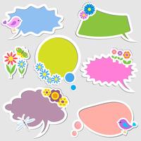 Speech bubbles with birds and flowers vector