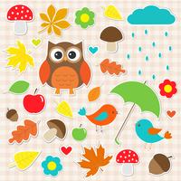 Vector set of autumnal stickers