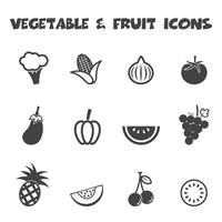 iconos de vegetales y frutas vector