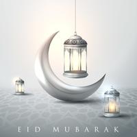 Eid Mubarak and Ramadan lanterns vector