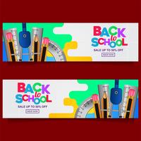 back to school banner template with stationary  vector