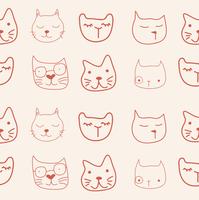 cat faces pattern vector