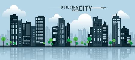 Building Flat Silhouette vector