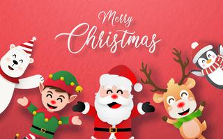 Merry Christmas Card with Christmas character vector
