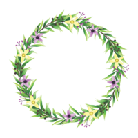 marco de flores y hojas de estilo acuarela vector
