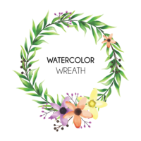 marcos de flores coloridas y hojas de estilo acuarela vector