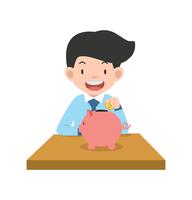 businessman putting coin with Piggy bank  vector