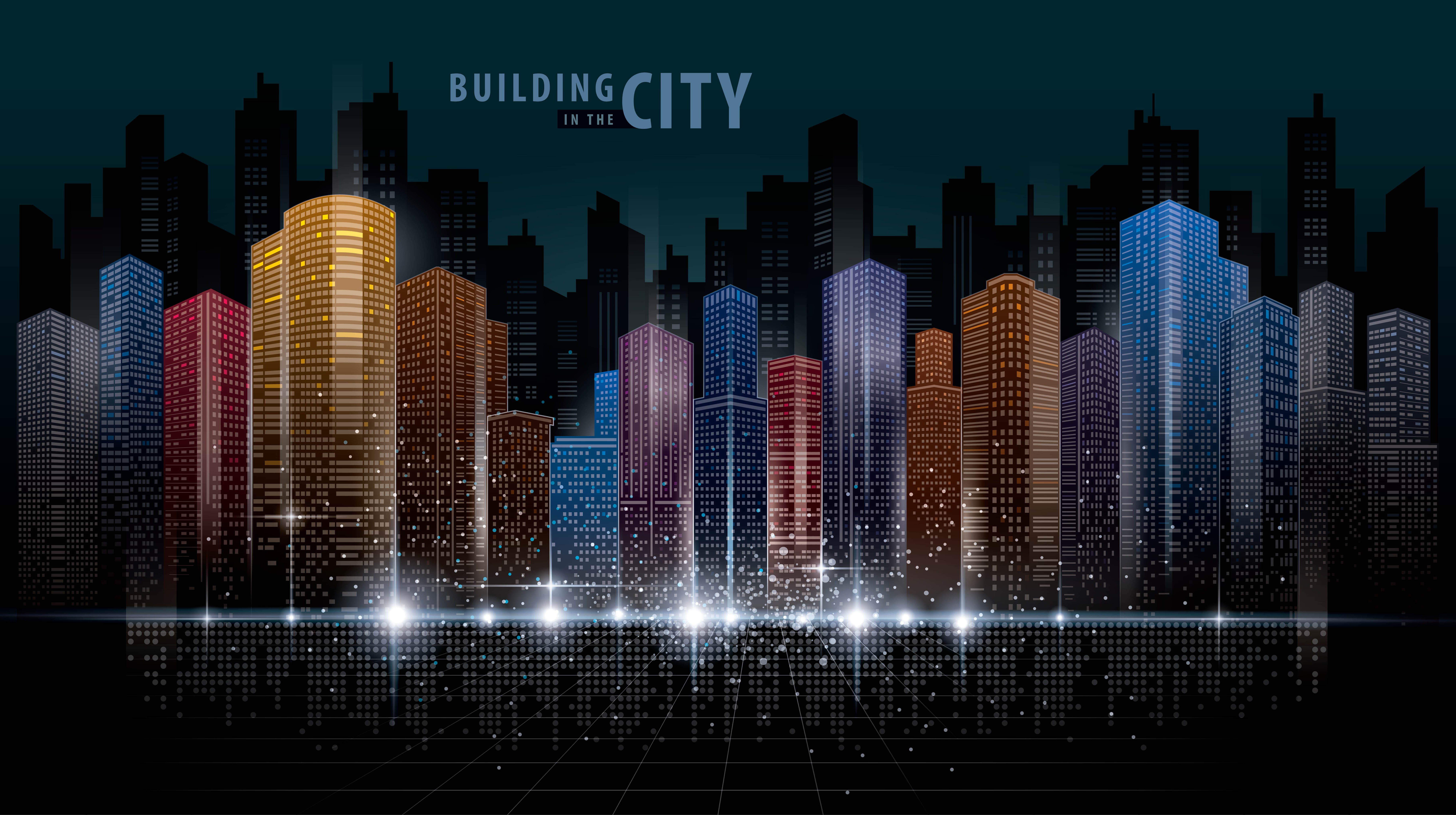 Colorful Abstract Futuristic Skyline Download Free Vectors