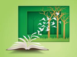 Open book with Bird flying from it  vector