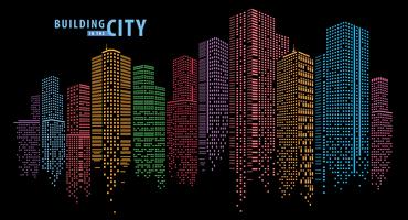 Colorful Dots Making up a City Skyline  vector