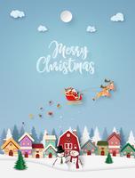 Merry Christmas Paper Style Card vector